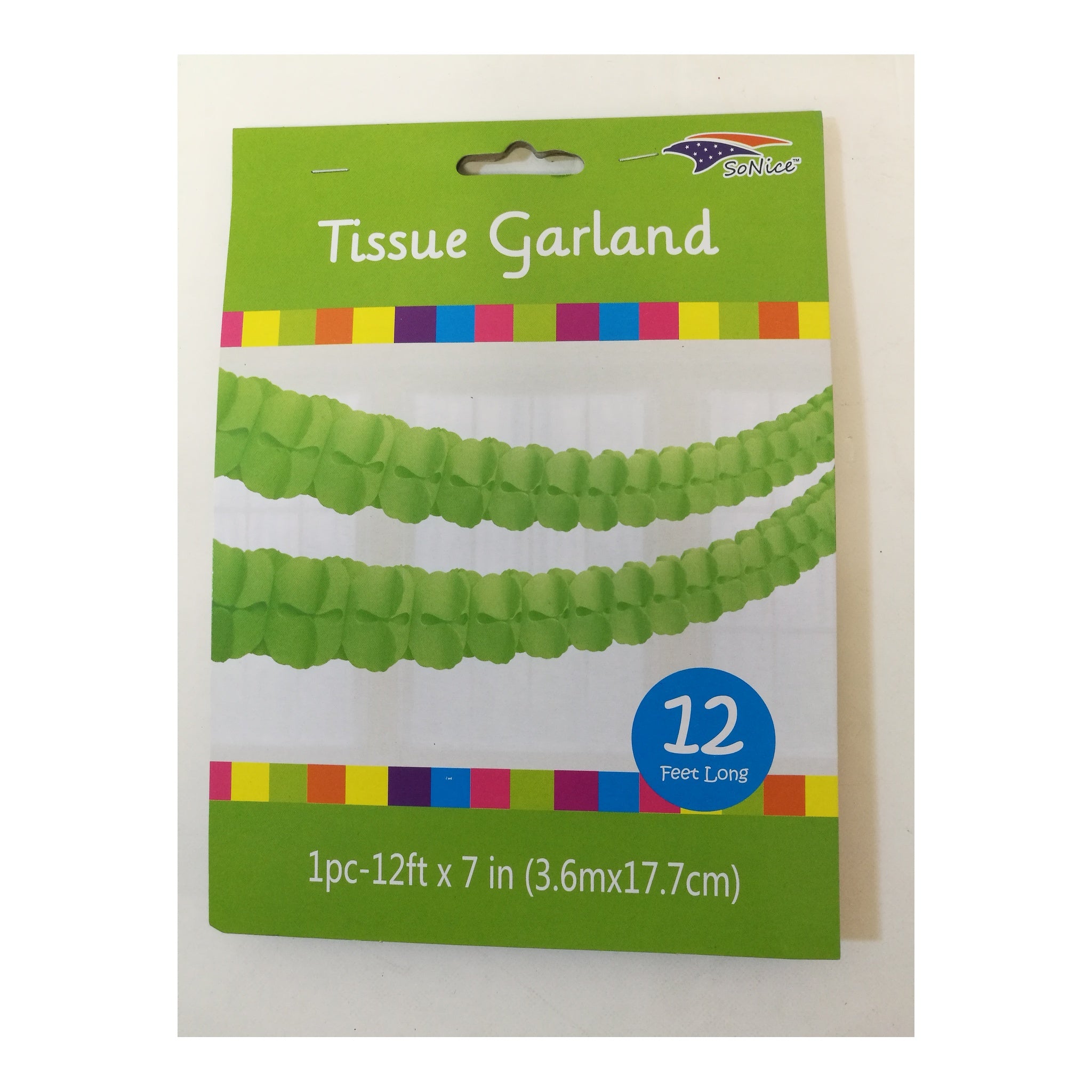 12Ft Tissue Garland Lime Green
